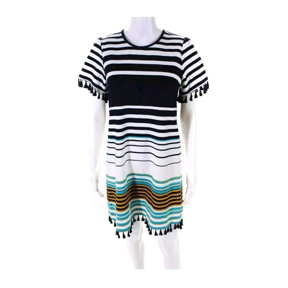 Jade melody tam Short Sleeve Striped Tassel Dress Multi Color Size Small